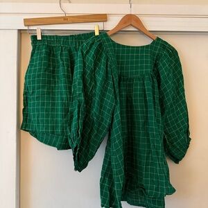 Green Checkered Women's Set